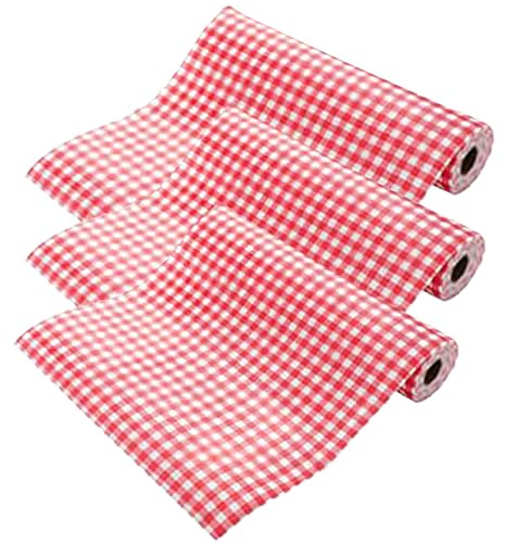 Home Drawer and Shelf Liners for Kitchen Cabinet Non Adhesive, Non Slip Cabinet Liners for Shelves, Shelf Paper Cupboard Bathroom Waterproof Washable Plaid Red 17.7 * 118 Inches 3 Rolls