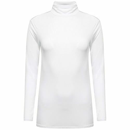 FASHION MY LOVE Ladies Polo Roll Neck Long Sleeve Turtle Neck Plain Jumpers for Women Top Womens Ladies New Plain Turtle Polo Roll Neck Long Sleeve Stretch Jumper T-Shirt Tee Top 8-26