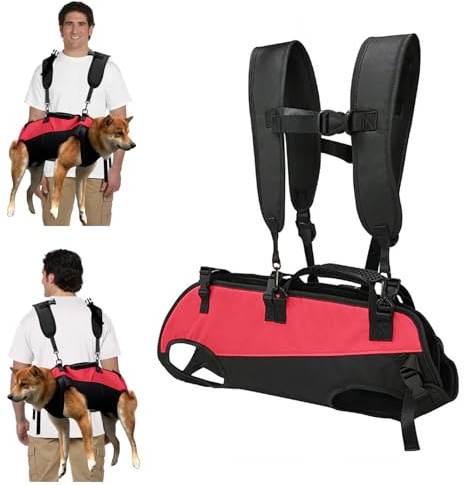 PETCUTE Hunde-Tragegeschirr,Hundegeschirr-Rucksack für große Hunde,Ganzkörpergeschirr mit Griff,Verstellbarer Hunderucksack Für Alte, Gelenkverletzungen, Arthritis-Hunde,Passend Für 7.5 Bis 15 Kg