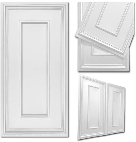 DECCART - Wandpaneele 100x50 cm - Panel wand - Paneele - Wandverkleidung Innen Deckenverkleidung Wandplatten aus Polystyrol 3d Wall Panels - Boazeriemuster XL weiß - 8 Stück (4 m²)