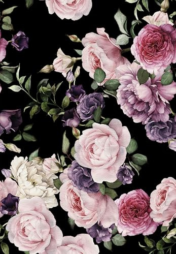 Alzkkll Tapete Rosa Blume Selbstklebende Tapete 44.5CM x 3M Kontakt Papier Abnehmbar Wasserdicht Tapete Dekorative Vinyl Selbstklebende Tapete Geeignet Für Küche, Bad, Schlafzimmer, Wohnzimmer