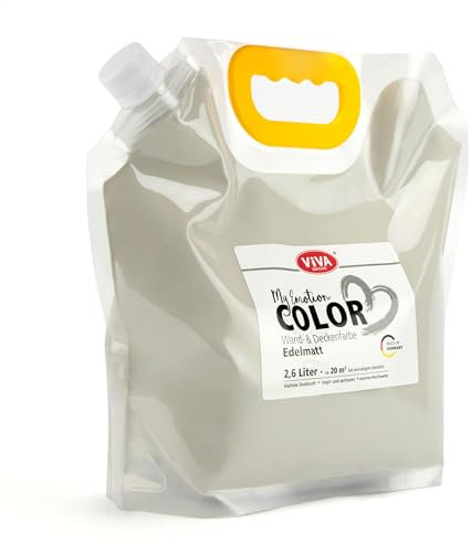 Viva Decor My Emotion Color Peinture murale et plafond mat gris clair 2,6 l - Haut pouvoir couvrant - Inodore et système anti-gouttes - Peinture d'intérieur pour salon, chambre d'enfant et chambre à