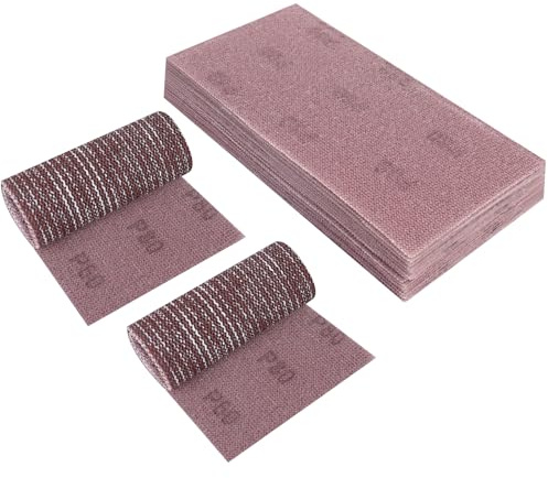 Sruhrak 25 pezzi di carta abrasiva, 115x230mm rete abrasiva 80 grana dischi abrasivi per levigatrici a secco levigatrici orbitali casuali