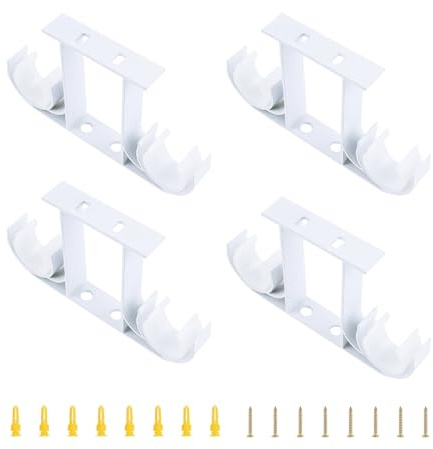 UFURMATE - Juego de 4 soportes para barra de cortina de aleación de aluminio para barra de cortina de 23 a 28 mm (blanco puro)