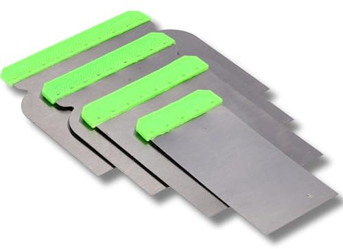 ToolSpace Set von Japanspachteln - 4 Stück - 50/80/100/120 mm - Metallspachteln zum Fugen, Glätten, Verteilen von Massen, Strapazierfähig und flexibel, Guter Griff