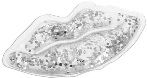 Impacco Gel Freddo Riutilizzabile Forma Labbra 8cm Pvc Argento | Design Ergonomico, per Beauty Routine, Formato Compatto con Dettagli Scintillanti