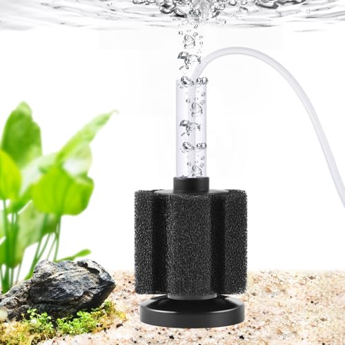 PYPABL Aquarium Sponge Filter, Ultra Quiet Aeration Bio Sponge Filters for Breeding Fry Shrimp Betta Fish Tank, Efficient Submersible Aquarium Filter for up to 380 Litres Tank (S for up to 60 litres)