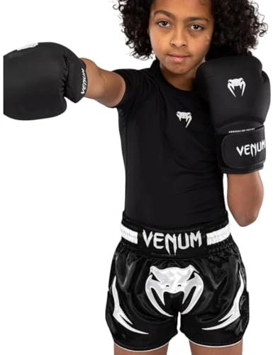 Venum Inferno Kids Muay Thai Shorts Pantalones Cortos, Negro, 12 años Unisex niños
