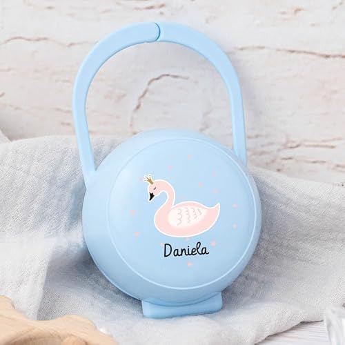 Wanapix | Porta Chupetes Bebe Personalizado | Guarda Chupetes Bebe | Fundas para Chupetes | Portachupetes Sin BPA | Cisne Azul
