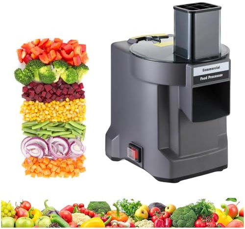 Kindevieft Trancheuse à Légumes électrique Professionnelle, Hachoir à Dés, Robot Culinaire pour Trancher (2,5 mm), Râper (2,5 mm), Couper en Dés (9 mm), Couper Les Oignons en Dés,Grey