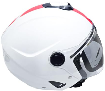 CASCO UFO JET NIXIE HE13005-WB DOPPIA VISIERA BIANCO/ROSSO LUCIDO (M)