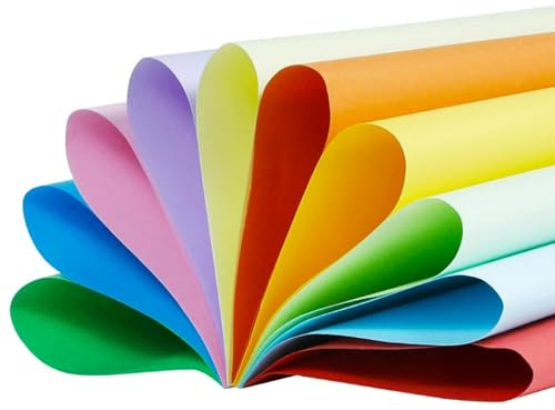 A4 farbiges Papier, farbige Kartonpackung, sortiert in 20 Farben, Pastellpapier, Kopierpapier zum Basteln, Dekorieren, Skizzieren, Schneiden, Origami, DIY Kunst und handgemachte Projekte (100 Blatt)