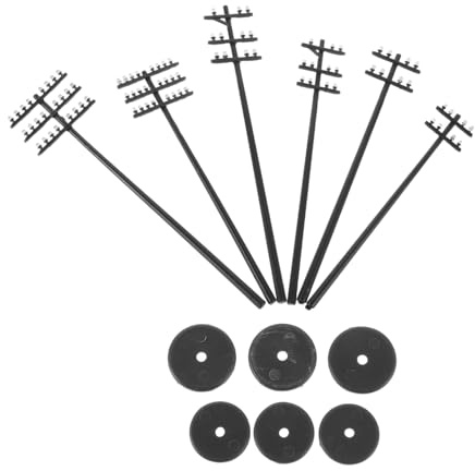 SOPOTUTU Miniature Railway Telephone Pole Set for Model Train Scenery, 6pcs 1:87 and 1:100 Scale Micro Landscape Accessories for Educational Diorama and Garden Train Models
