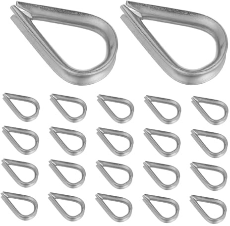 FUNOMOCYA 100 Piezas Guardacabos Acero Inoxidable Dedales Resistente para Cuerda Protección Sujeción Cables Náutica y Construcción