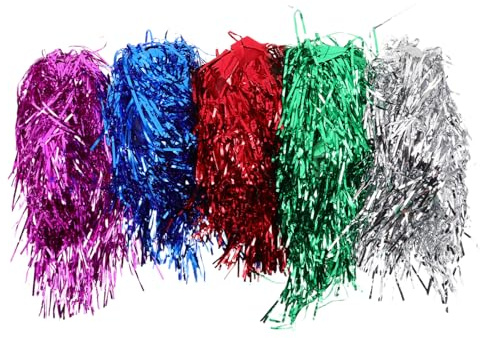 FONDOTIN 5 Bunte Lametta Perücken Für Damen Glitzernde Cheerleader Perücke Vielseitige Cosplay Quastenperücken Mit Farbigem Metallfaden Für Partys Und Fan Veranstaltungen