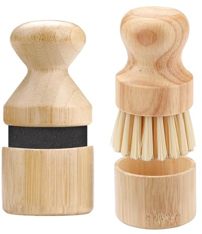 4-Pieces Set, Wood Cutting Board Oil Wax Applicator and Butcher Block Scrub Brush with Lids, No Mess Cutting Board Oiling & Cleaning Tool for Spatulas Spoons Wooden Utensil (2 sets)