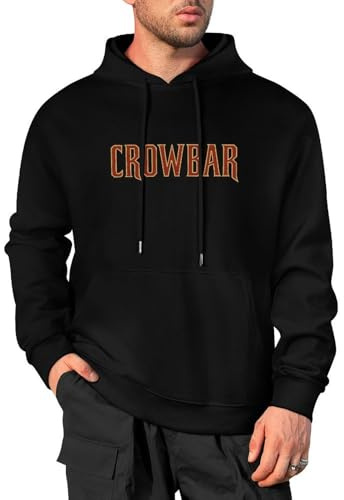 LOVROM BRAIN Men's Warm Hoody Crowbar Men Long Sleeve Hooded Sweatshirt L Black