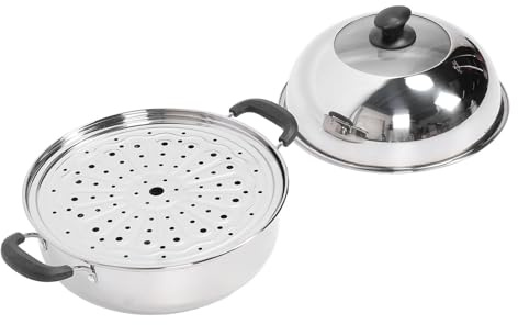 OVAQUIXI Olla de Cocción Al de Acero Inoxidable Espesada para Pescado, Mariscos y Bollos, Cocinar y Cocinar Al