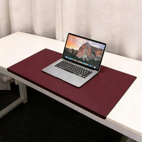Große Schreibtischunterlage aus Leder, Büro-Schreibtischunterlage mit Kantenschutz, rutschfestes, erweitertes Mauspad für Laptop-Tastatur, wasserdicht, glatte Schreibunterlagen (Rot, 70 x 40 cm)