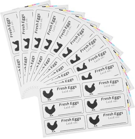 ROMISBABA 100 Sheets Writable Self-Adhesive Egg Carton Labels for Fresh Eggs Chicken Farm Stickers Market Farm Organizing Date Tags
