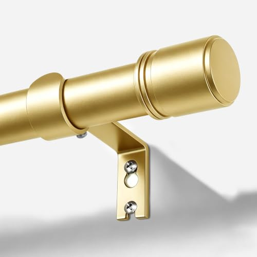 BOLITE Ausziehbare Gardinenstange Gold 80-218 cm, 25 mm Vorhangstange | Metall-Gardinenstange, bis 15 kg, Wandmontage, Einfache Montage, Inkl. Halterungen und Zubehör, für Wohnzimmer & Schlafzimmer