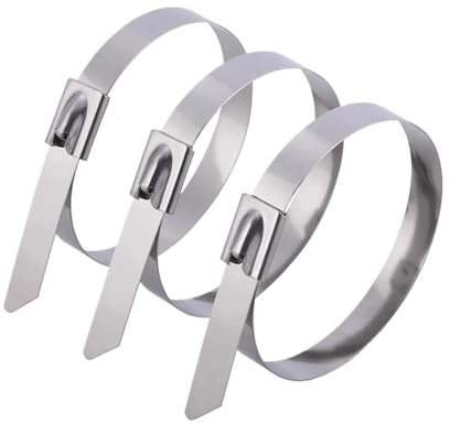 Stainless Steel Metal Cable Tie Metal Zip Ties Stainless Steel Heavy Duty Cable 4.6mm Multipurpose Exhaust Wrap Self-Locking Wire Fastening Ring(4.6mmx150mm,20PCS)