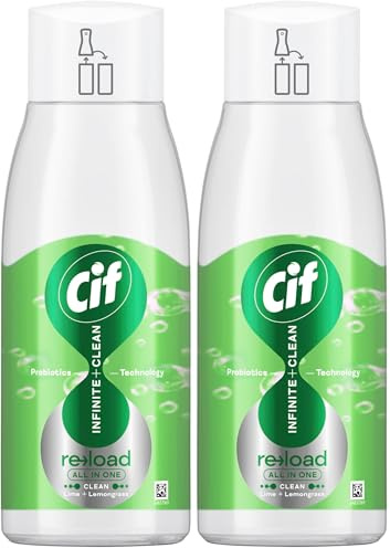 Cif Infinite Clean Lime & Lemongrass All in One Cleaner Reload with probiotics technology for a long-lasting clean* 590 ml (Pack of 2)