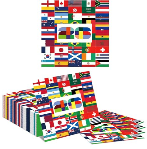 Tapufitil 40 Servilletas De Papel con Banderas De Países, Servilletas Desechables con Motivo De Banderas Mundiales, Servilletas Gruesas De Papel De 33x33cm para El Campeo