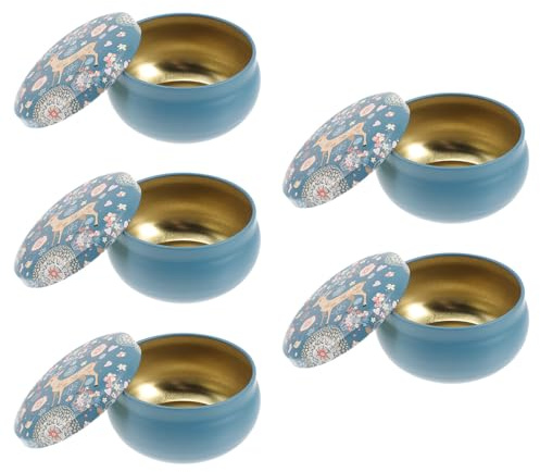 Gadpiparty Set 5 Scatole di Latta Rotonde Design Vintage a Cervo, Contenitori in Metallo Resistenti e Sicuri al Tatto, per Matrimoni e Ricevimenti