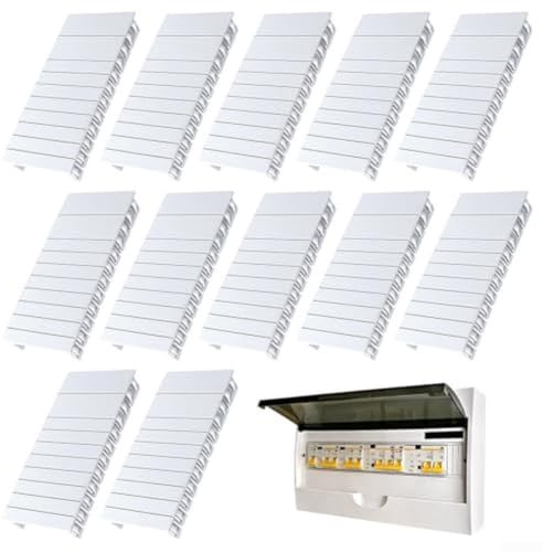 Lot de 50 bandes de recouvrement pour boîte de distribution rail DIN – Cache-aveugle blanc en ABS pour prises modulaires, boîtes à fusibles et couvercle de répartiteur de courant 110 x 52 mm