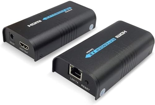 AGPTEK LKV373A 1080P Extensor HDMI 365ft/120M A través de una Sola Cat5 /Cat6 /Cat7 Red Ethernet y LAN Router/Conmutador para HD STB, DVD, PS3, etc Soporta TCP/IP por Ethernet
