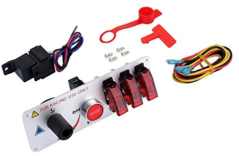 Interruttore di accensione flip-up DC 12V, pannello di superficie in fibra di carbonio 5 in 1 pulsante di avvio motore auto Led Toggle per interruttore auto auto competitivo