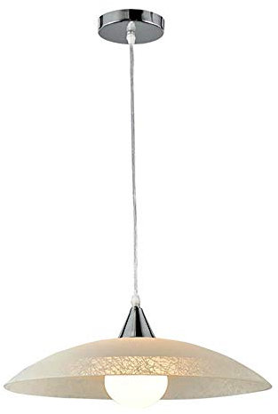 ONLI 4097/SM-Lampada a Sospensione, Vetro Bianco Satinato e Montatura in Metallo Cromato, Cavo Trasparente