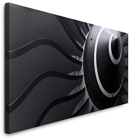 Paul Sinus Art GmbH Flugzeugturbine 120x 50cm Panorama Leinwand Bild XXL Format Wandbilder Wohnzimmer Wohnung Deko Kunstdrucke