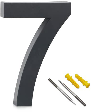 Lukadria 3D Hausnummer 7 - rostfreie Zahl in Anthrazit-Grau RAL 7016 für die Hauswand - witterungsbeständige Haus-Nummer aus Edelstahl V2A - 20 cm hoch