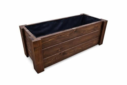 FKL DESIGN Home Deco D24 Träväxtlåda Växtkruka Trädgårdsuteplats färdigmonterad (80 cm x 30 cm x 30 cm, rosenträ)