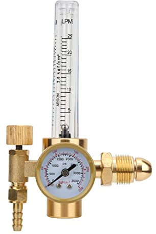 All Brass Argon Pressure Reducer Regulator Gas Flowmeter G5/8 Male Thread with Two Scales for TIG Argon Arc Welding