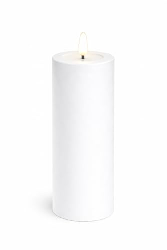 ReWu LED Kerze Deluxe Homeart Outdoor, Weiß | Kunststoff Kein Echtwachs, Realistische Flamme, Warmweißes Licht, Hitzebeständig für Aussenbereich