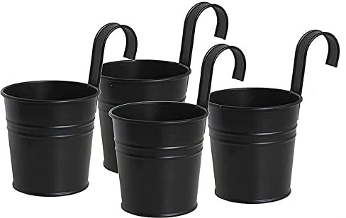 4 Pezzi Vasi Per Piante Vasi Da Esterno Portavasi Da Appendere Portavasi 10cm Sopra Le Fioriere Del Recinto Con Il Gancio Staccabile E Il Foro Di Drenaggio Per La Decorazione Domestica Del Giardino