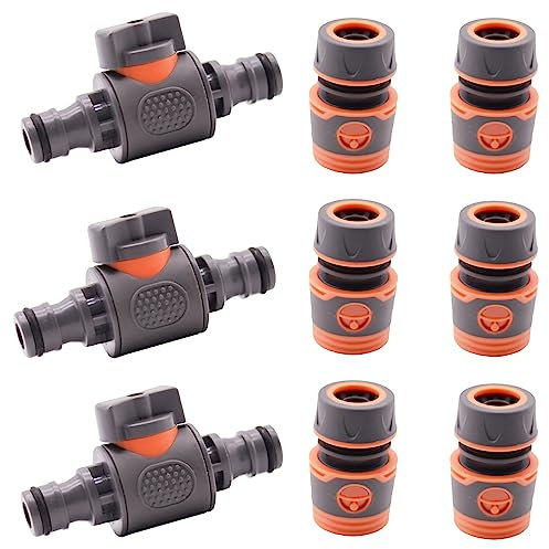 Schlauchkupplung Schlauchverlängerung Schlauchverbinder Gartenschlauch-Verbindungsstück, 1/2 Schlauchkupplung, Schneller Schlauchanschluss mit Regulierventil, für Rohr Verbinden Gartengeräte,9 Stück