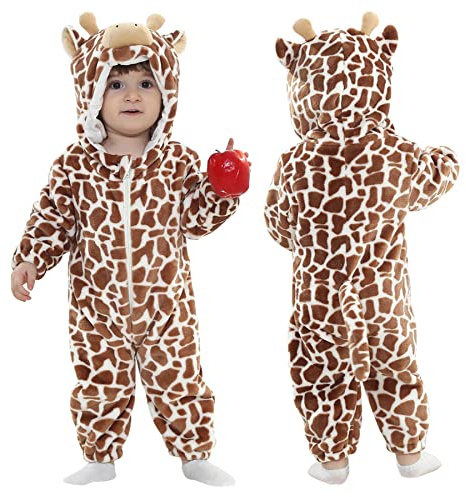 DOLADOLA Unisex baby-overall med huva，Djurdräkter för Bebisar,Bebisens Favorit Outfits för Alla Tillfällen(4-5 år, kaffeko)