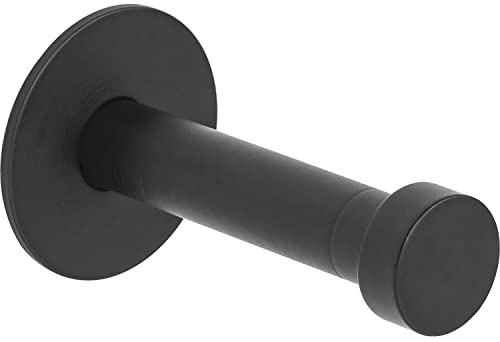ALLES IM GRIFF Wandhaken Pirwa 1 - Kleiderhaken Wand einzeln - Garderobenhaken mit Grundplatte Tiefe 52mm, Stahl schwarz matt