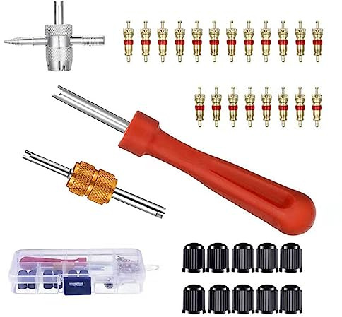 Tokaneit Kit de Reparación de Neumáticos,Herramientas de Núcleo de Válvula de Neumático,Extractor de Valvulas de Neumaticos,Herramienta de Reparación de Válvulas de Neumáticos 33 Piezas