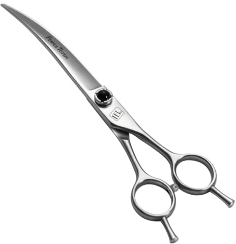 Fenice Totem Dog Grooming Scissors: 7 inch Pet Curved Shears Made Of Japanese 9CR Advanced Stainless Steel Professional Grooming Scissors for Dogs Cats and Other Pets