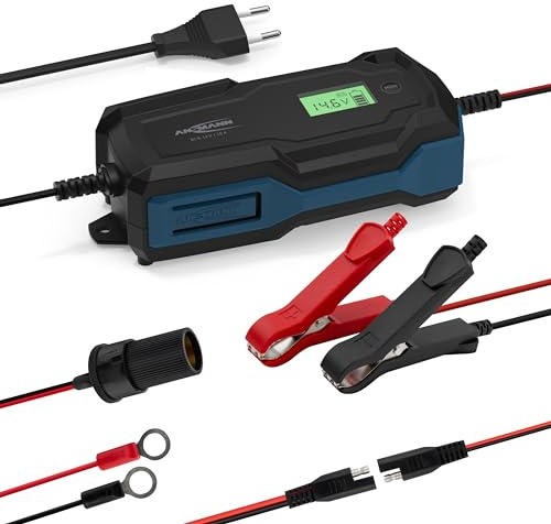 ANSMANN Intelligentes 10-Stufen Ladegerät 6V 12V / 10 A mit LCD-Display für Blei-Säure-, Blei-Gel- und Blei-Vlies-Batterien, sowie 12V LiFePo4 Batterien für Auto, Motorrad und Kleintransporter