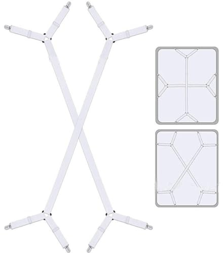 BAAQII Lot de 2 clips pour drap de lit, pinces de fixation de drap de lit, clips de sangles de drap-housse, clips de drap de lit, clips de drap de lit, pinces blanches, bretelles de drap de lit,