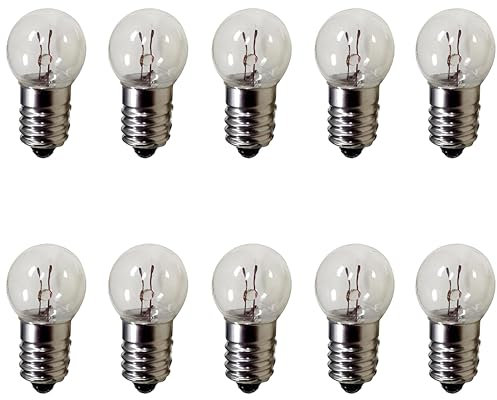 MeetUs 10Pcs E10 DC Blanco Cálido Mini Bombillas 1.5V 0.3A Experimento Fisical Electric Tornillo Base Bombillas (1.5V)