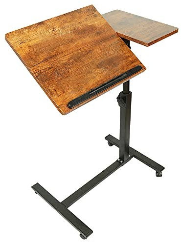 Supfine Betttisch für Laptop, Stehtisch mit 4 Rollen, höhenverstellbar, Computertisch, klappbar, Betttische zur Unterstützung der Autonomie (60 x 34,5 x 58-90 cm, Gelb), HJ341887