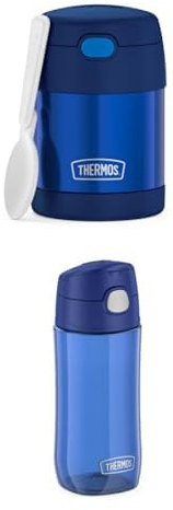 Thermos kids FUNTAINER FOOD JAR 0,30l, navy, Thermobehälter für Essen mit Löffel, 5 h heiß / 7 h kalt kids FUNTAINER TRITAN BOTTLE, navy, Kinder-Trinkflasche aus Tritan, leicht