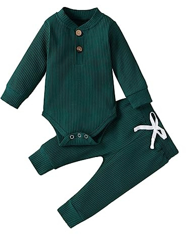 Uwdiohq Neugeborenen Baby Mädchen Junge Kleidung 3 6 12 18 24 Monate Outfits Langarm Gestrickte Baumwolle Strampler Hosen Infant Winter Sets 1 Mädchen Outfit Schwarzer Rock Mädchen